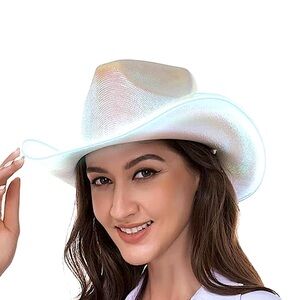 🤠 New Iridescent Light Up Cowgirl Cowboy Hat Adjustable Halloween Rodeo Concert